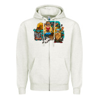 Oatmeal Heather western Truck with gnomes Zipper Hoodie - HRA Design Shop