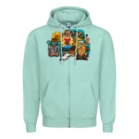 Seafoam western Truck with gnomes Zipper Hoodie - HRA Design Shop