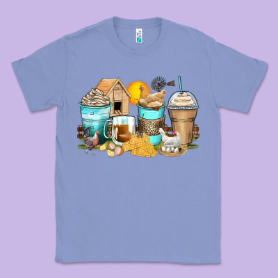 Chicken Coffee Cups Classic Tee Designed By Zillion Design Studio