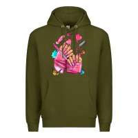 Army Green pink nail art hand Premium Hoodie - NancyCooperArtShop