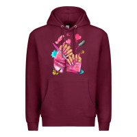Burgundy pink nail art hand Premium Hoodie - NancyCooperArtShop