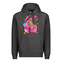 Charcoal Heather pink nail art hand Premium Hoodie - NancyCooperArtShop