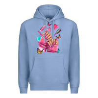 Colony Blue pink nail art hand Premium Hoodie - NancyCooperArtShop