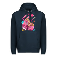 Navy pink nail art hand Premium Hoodie - NancyCooperArtShop