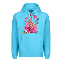 Ocean Blue pink nail art hand Premium Hoodie - NancyCooperArtShop
