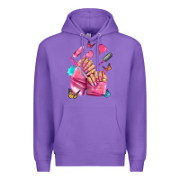 Purple pink nail art hand Premium Hoodie - NancyCooperArtShop