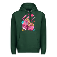 Sports Green pink nail art hand Premium Hoodie - NancyCooperArtShop