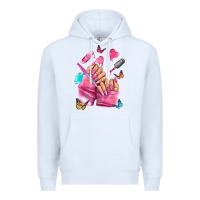White pink nail art hand Premium Hoodie - NancyCooperArtShop