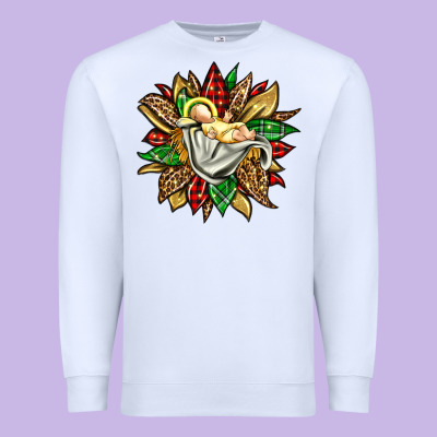 Christmas Baby Jesus Sunflower Premium Sweatshirt Designed By Jasminsmagicworld