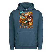 Pigment Midnight Navy Tis The Season Fall Football Truck Urban Hoodie - BundleAndBundleShop