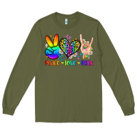 Army Green peace love rock Long Sleeve Tee - Zillion Design Studio