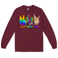 Burgundy peace love rock Long Sleeve Tee - Zillion Design Studio