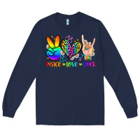 Navy peace love rock Long Sleeve Tee - Zillion Design Studio