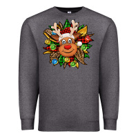 Charcoal Heather Christmas reindeer sunflower Premium Sweatshirt - Jasminsmagicworld