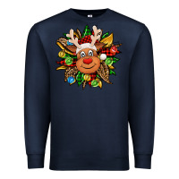Navy Christmas reindeer sunflower Premium Sweatshirt - Jasminsmagicworld