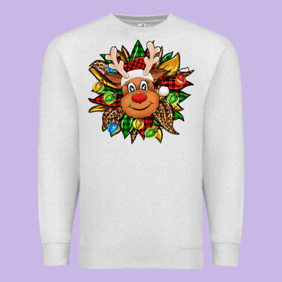 Christmas Reindeer Sunflower Premium Sweatshirt Designed By Jasminsmagicworld