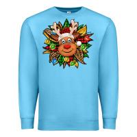 Ocean Blue Christmas reindeer sunflower Premium Sweatshirt - Jasminsmagicworld