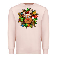 Pale Pink Christmas reindeer sunflower Premium Sweatshirt - Jasminsmagicworld