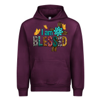 Mauve Wine I Am Blessed Cross Urban Hoodie - BundleAndBundleShop