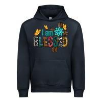 Navy I Am Blessed Cross Urban Hoodie - BundleAndBundleShop