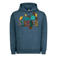 Pigment Midnight Navy I Am Blessed Cross Urban Hoodie - BundleAndBundleShop