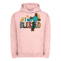Pigment Salmon I Am Blessed Cross Urban Hoodie - BundleAndBundleShop