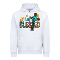 White I Am Blessed Cross Urban Hoodie - BundleAndBundleShop