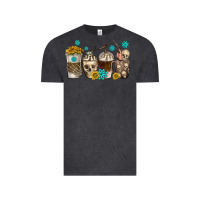 Vintage Black coffee cups bull skull with gemstones Vintage Tee - texasbilliewilder