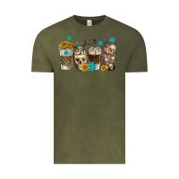 Vintage Olive coffee cups bull skull with gemstones Vintage Tee - texasbilliewilder