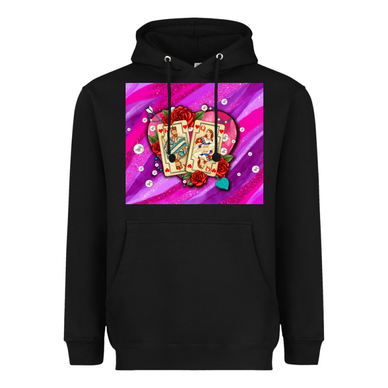 Valentines Day Playing Cards And Pearl Watercolor Heavyweight Hoodie by AdoDesignShop | Teevron