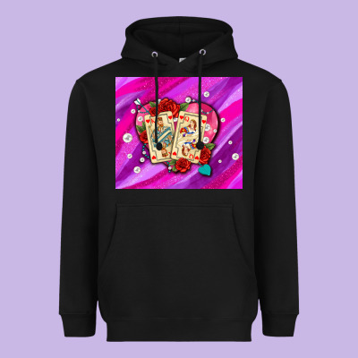 Valentines Day Playing Cards And Pearl Watercolor Heavyweight Hoodie Designed By Adodesignshop