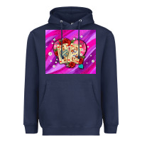 Navy valentines day playing cards and pearl watercolor Heavyweight Hoodie - AdoDesignShop
