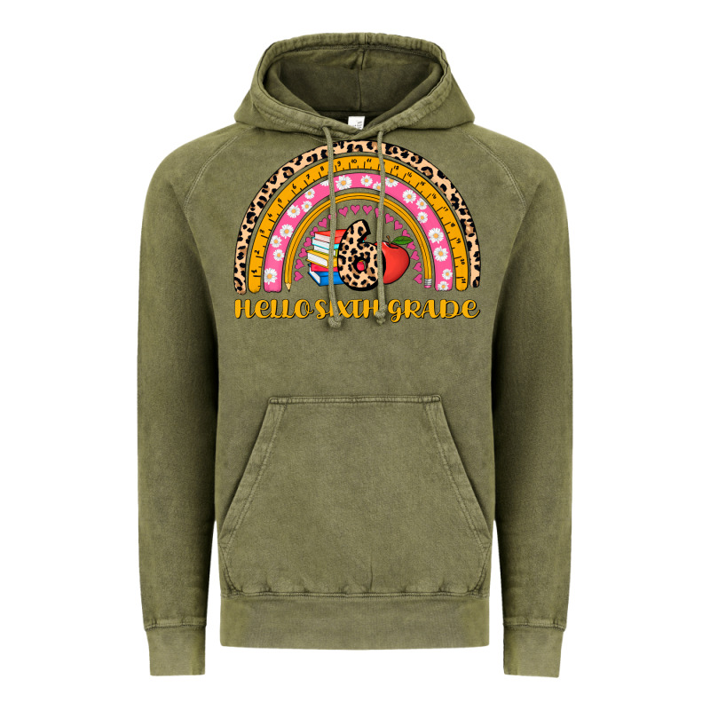 Back To School Rainbow Hello Sixth Grade Vintage Hoodie by AdoDesignShop | Teevron
