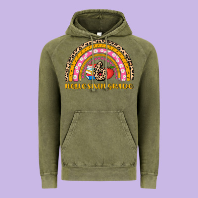 Back To School Rainbow Hello Sixth Grade Vintage Hoodie Designed By Adodesignshop