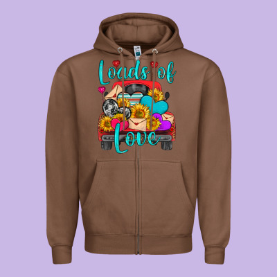 Loads Of Love With Truck Zipper Hoodie Designed By Hra Design Shop