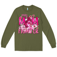 Army Green My Mom Is a Fighter with Ribbon Long Sleeve Tee - texasbilliewilder