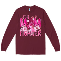 Burgundy My Mom Is a Fighter with Ribbon Long Sleeve Tee - texasbilliewilder
