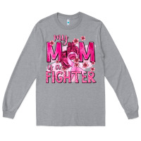 Heather Grey My Mom Is a Fighter with Ribbon Long Sleeve Tee - texasbilliewilder