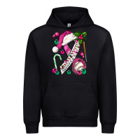 Black Pink Christmas Breast Cancer Ribbon Baseball Urban Hoodie - BundleAndBundleShop