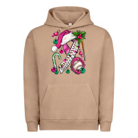 Pigment Burro Pink Christmas Breast Cancer Ribbon Baseball Urban Hoodie - BundleAndBundleShop
