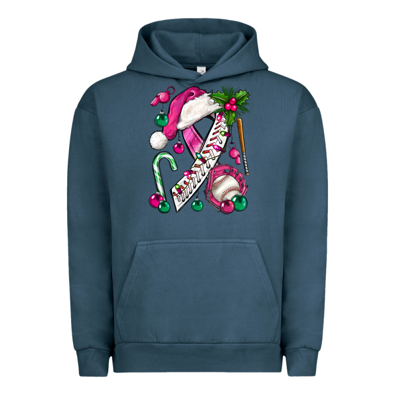 Pink Christmas Breast Cancer Ribbon Baseball Urban Hoodie by BundleAndBundleShop | Teevron