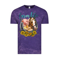 Cloud Purple chicken pig horse farm life Vintage Tee - texasbilliewilder