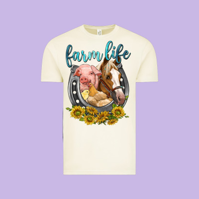 Vintage Tee chicken pig horse farm life