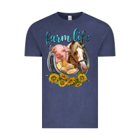 Vintage Denim chicken pig horse farm life Vintage Tee - texasbilliewilder
