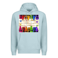 Blue Mist custom teacher name crayons Premium Hoodie - NancyCooperArtShop