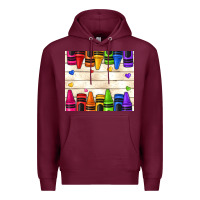 Burgundy custom teacher name crayons Premium Hoodie - NancyCooperArtShop
