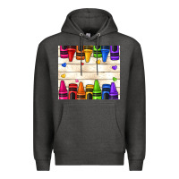Charcoal Heather custom teacher name crayons Premium Hoodie - NancyCooperArtShop