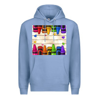 Colony Blue custom teacher name crayons Premium Hoodie - NancyCooperArtShop