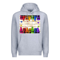 Heather Grey custom teacher name crayons Premium Hoodie - NancyCooperArtShop