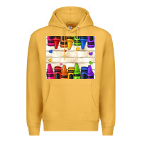 Mustard custom teacher name crayons Premium Hoodie - NancyCooperArtShop